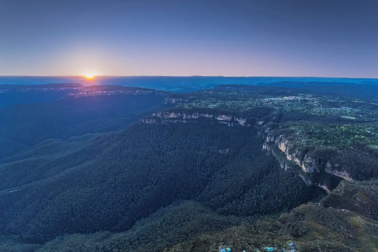 blue mountains sunset